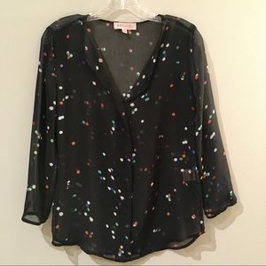 Philosophy MultiColor Polka Dot Black Sheer Blouse